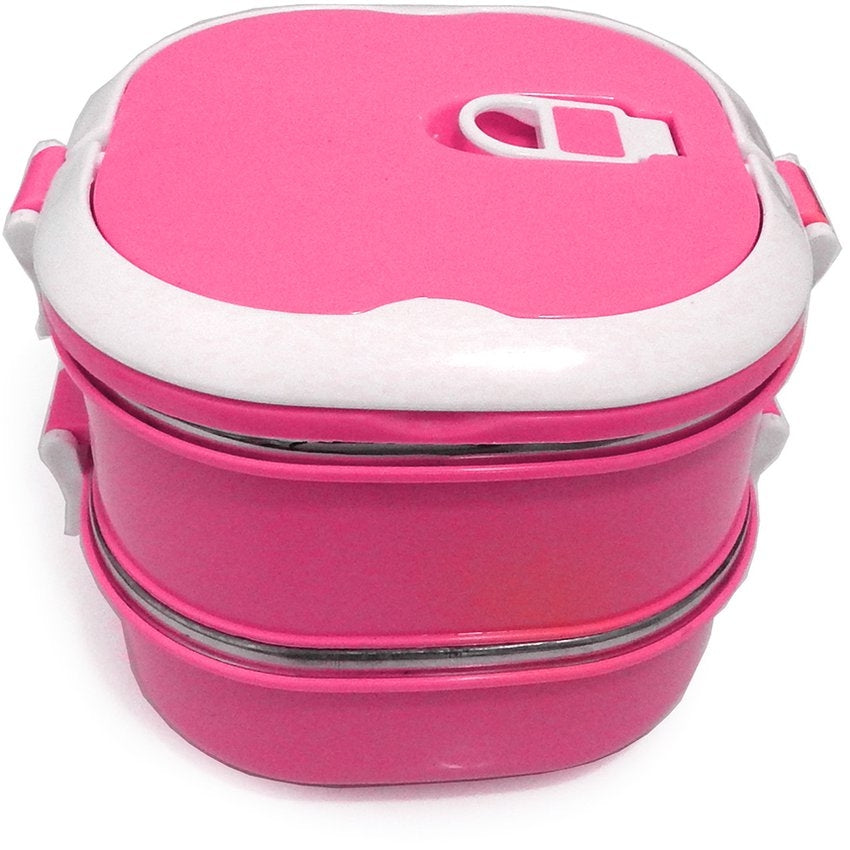 Recipiente Para Comida 2 Niveles Cuadrado Easy Go Rosa