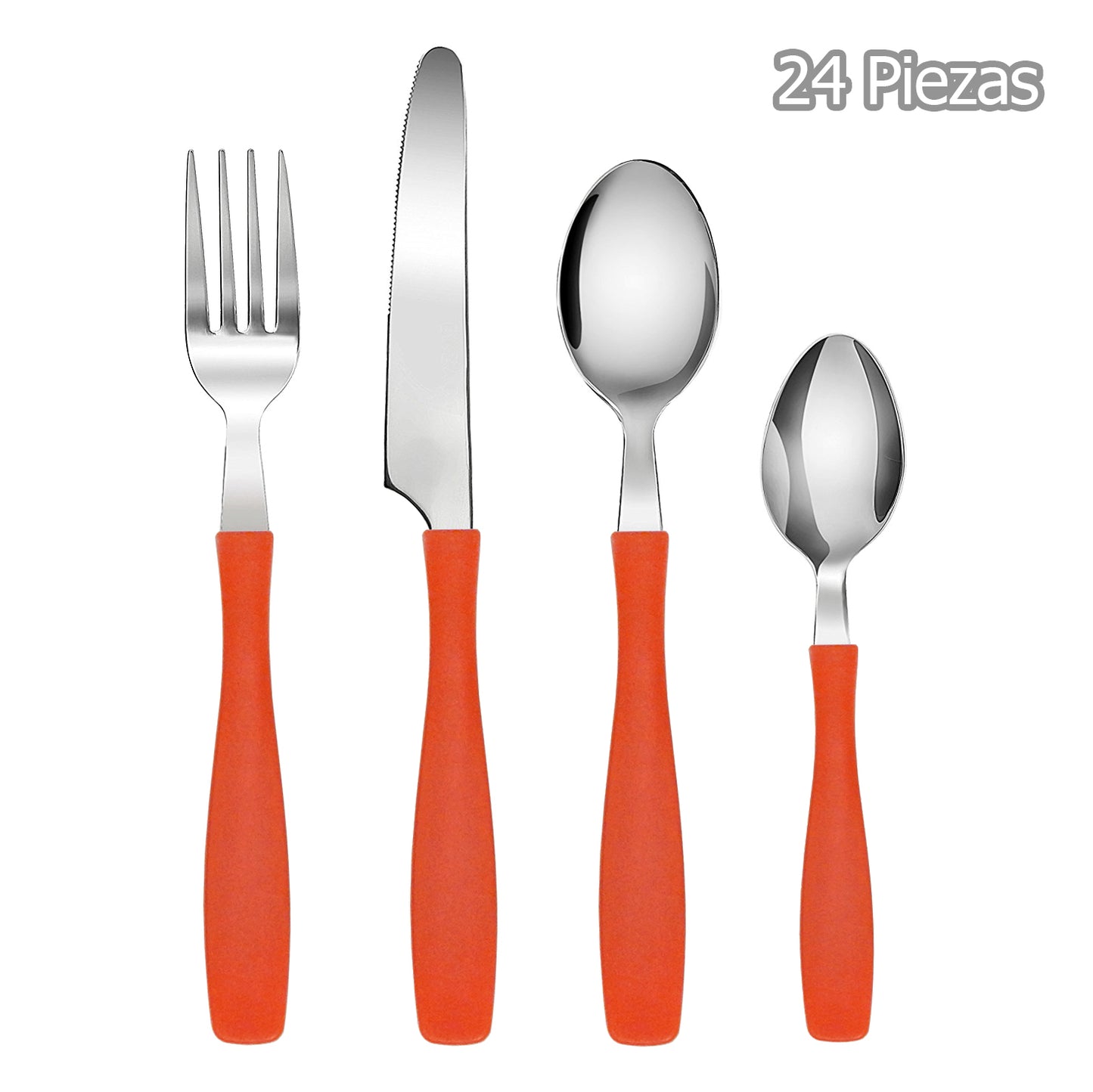 Juego de Cubiertos Indiana Naranja 24 Piezas