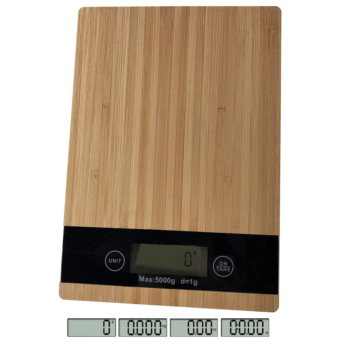 Bascula de Cocina Digital 5 Kg Bambu Rectangular