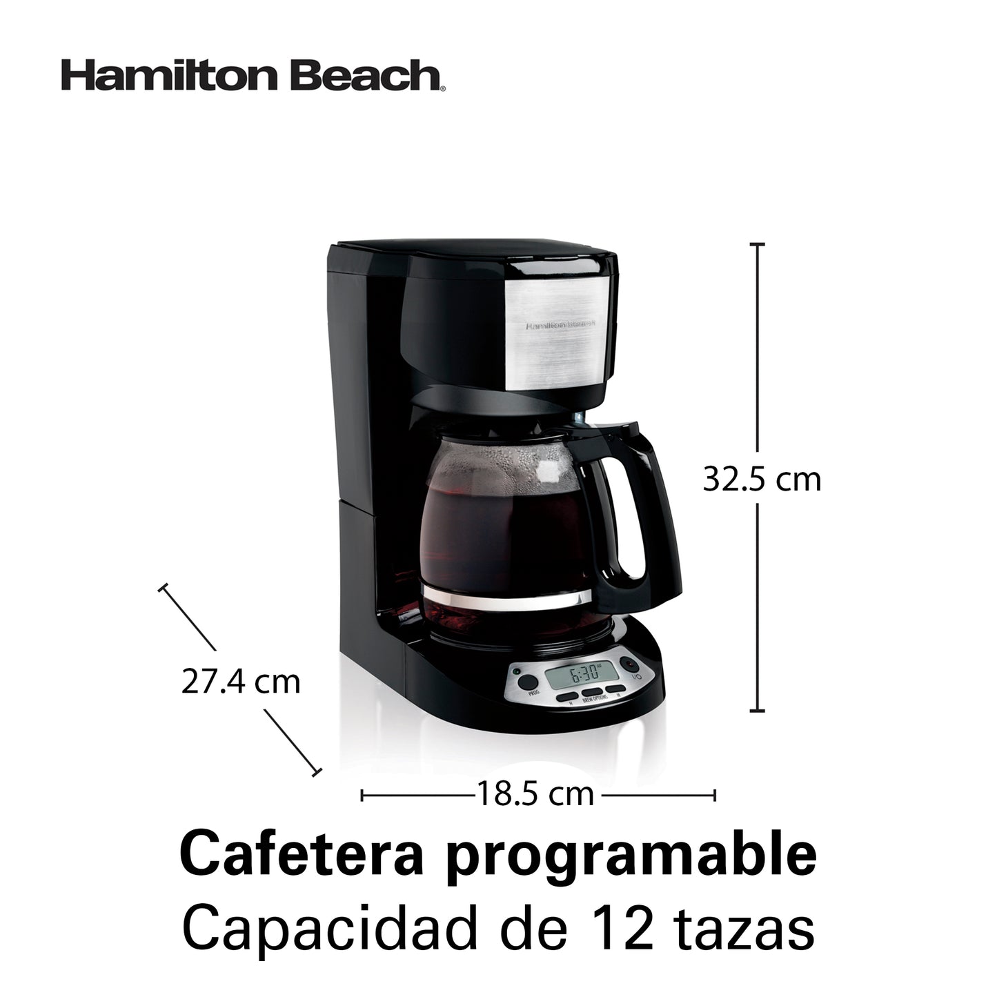 Cafetera Programable Hamilton Beach 12 tazas 49615 Negra