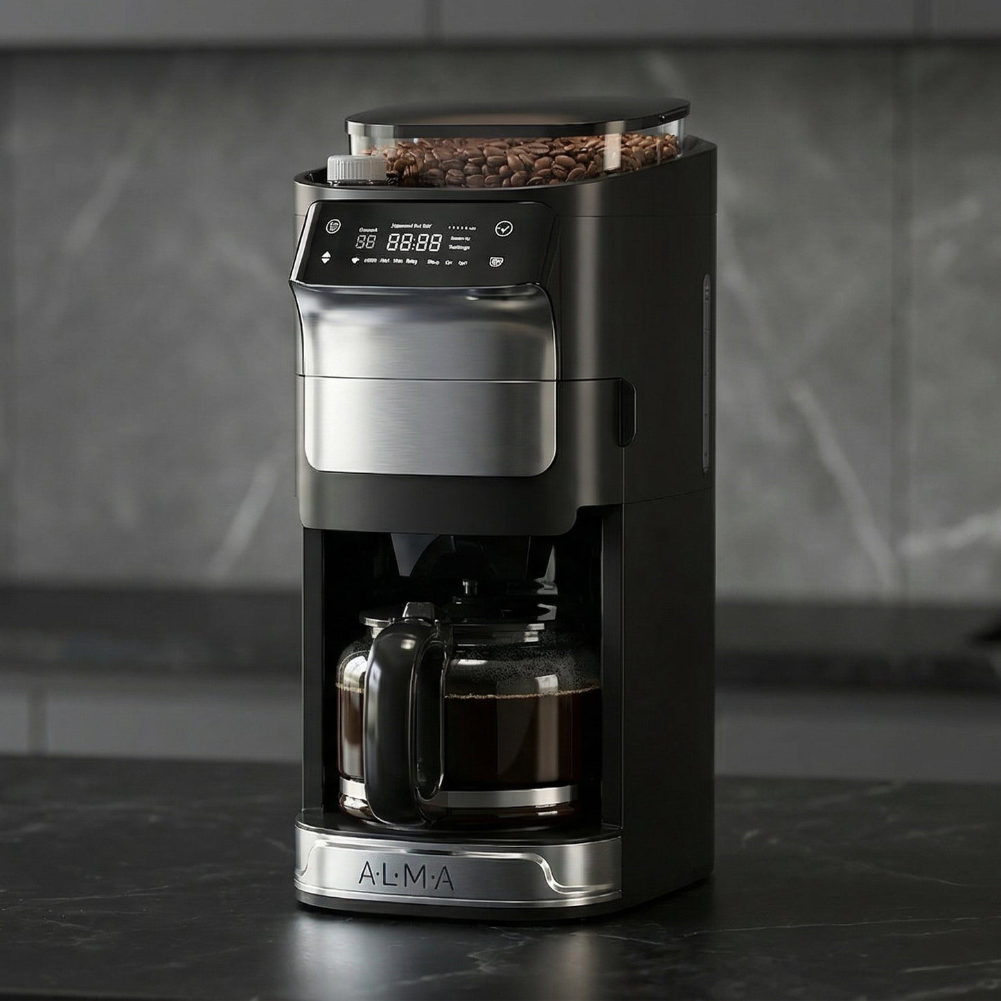 Cafetera con Molino ALMA Lusso Doble Jarra 1050W Programable