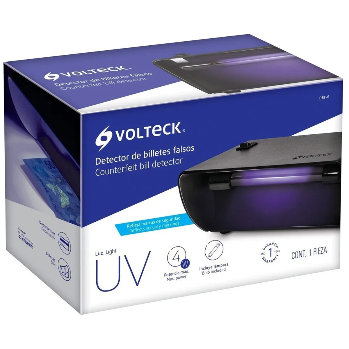 Detector De Billetes Falsos Lampara Uv Volteck VOL48400