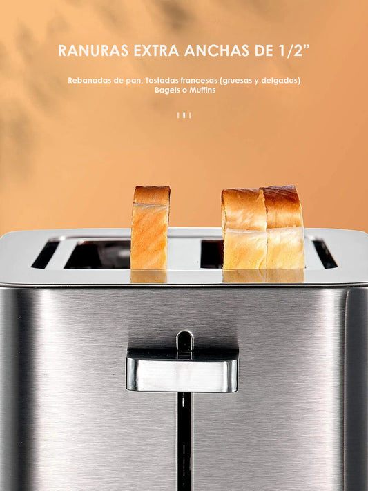 Tostador 2 rebanadas Aicok Acero Inox Touch 6 Niveles
