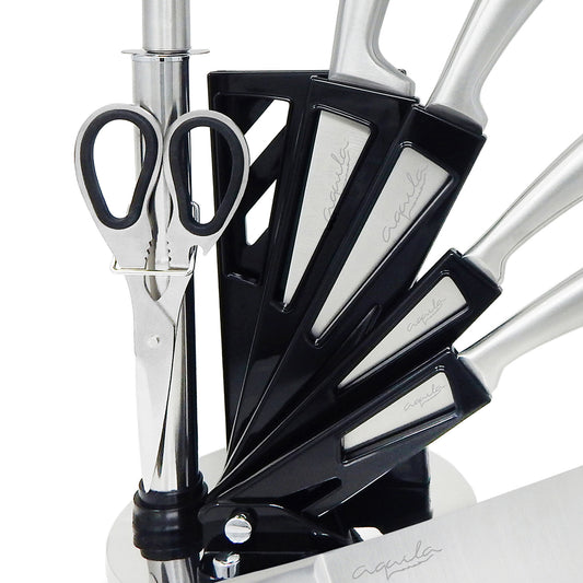 Juego de Cuchillos con Base Color Plata Astro Acero Inox