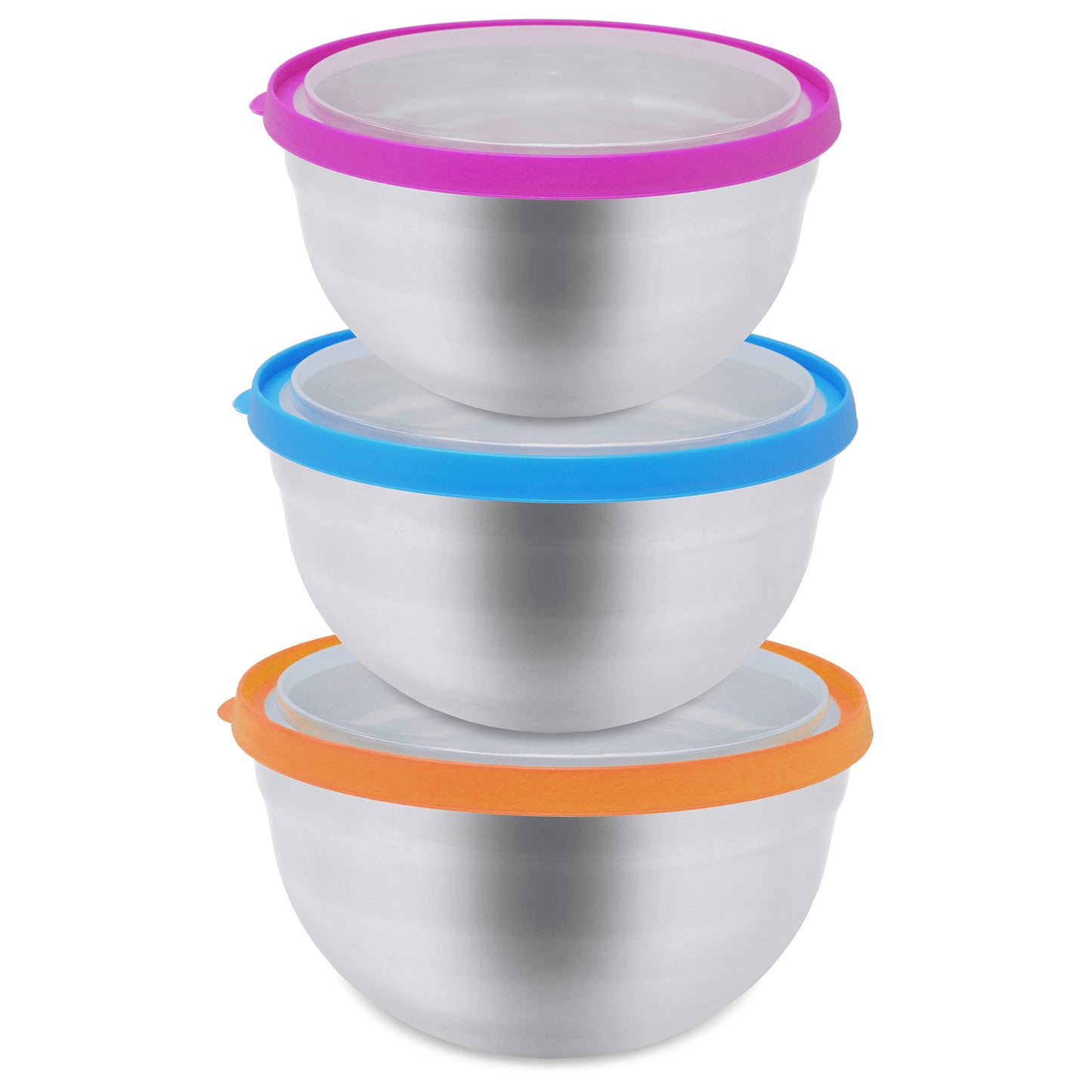 Juego de 3 Tazones Colors Acero Inoxidable con Tapa