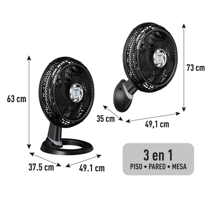 Ventilador de Piso/Pared Ultra silencioso color negro