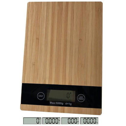 Bascula de Cocina Digital 5 Kg Bambu Rectangular