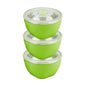 Juego de 3 Ensaladeras Acero Inoxidable con Tapa - Verde