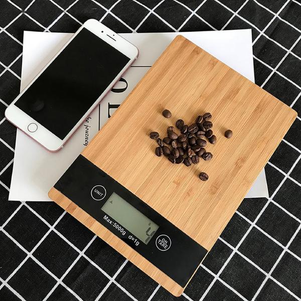 Bascula de Cocina Digital 5 Kg Bambu Rectangular