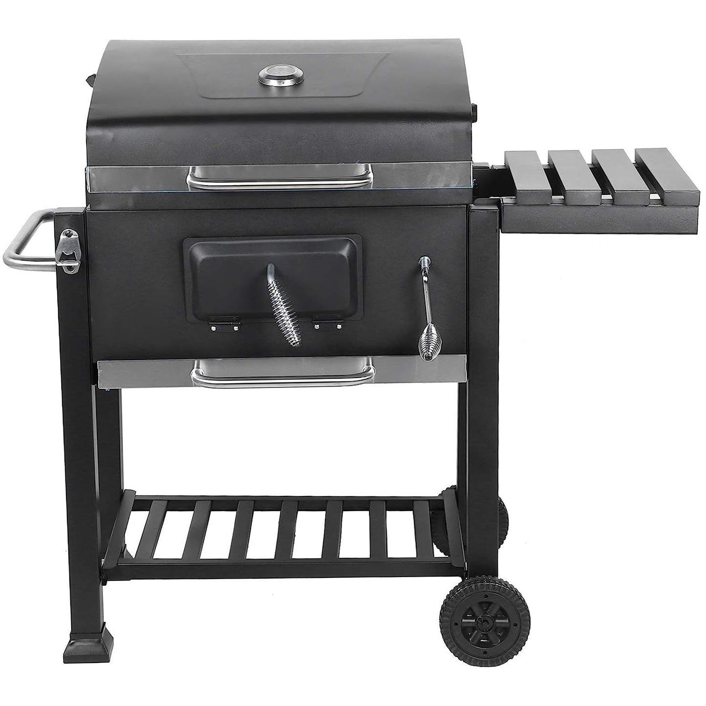 Asador de Hierro Deluxe con Ruedas y Mesa Lateral