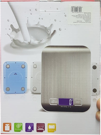 Bascula Cocina Digital 5 Kg Modelo Gamma Plata