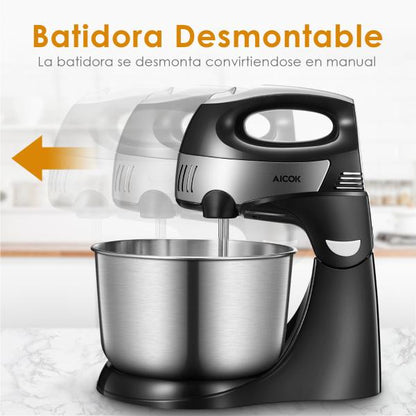 Batidora de Pedestal 2 en 1 Aicok 6 Velocidades HM925S