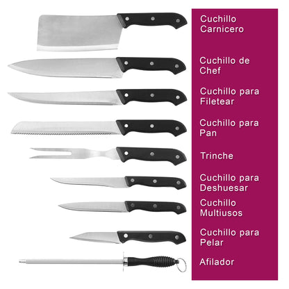 Juego De Cuchillos 10 Piezas Con ″Incluye Tabla″