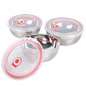 Juego de 3 Tazones de Acero Inox. con Tapa 1L, 1.25L y 1.65L