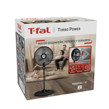 Ventilador T-Fal Turbo 18″ pedestal negro VE2910X0