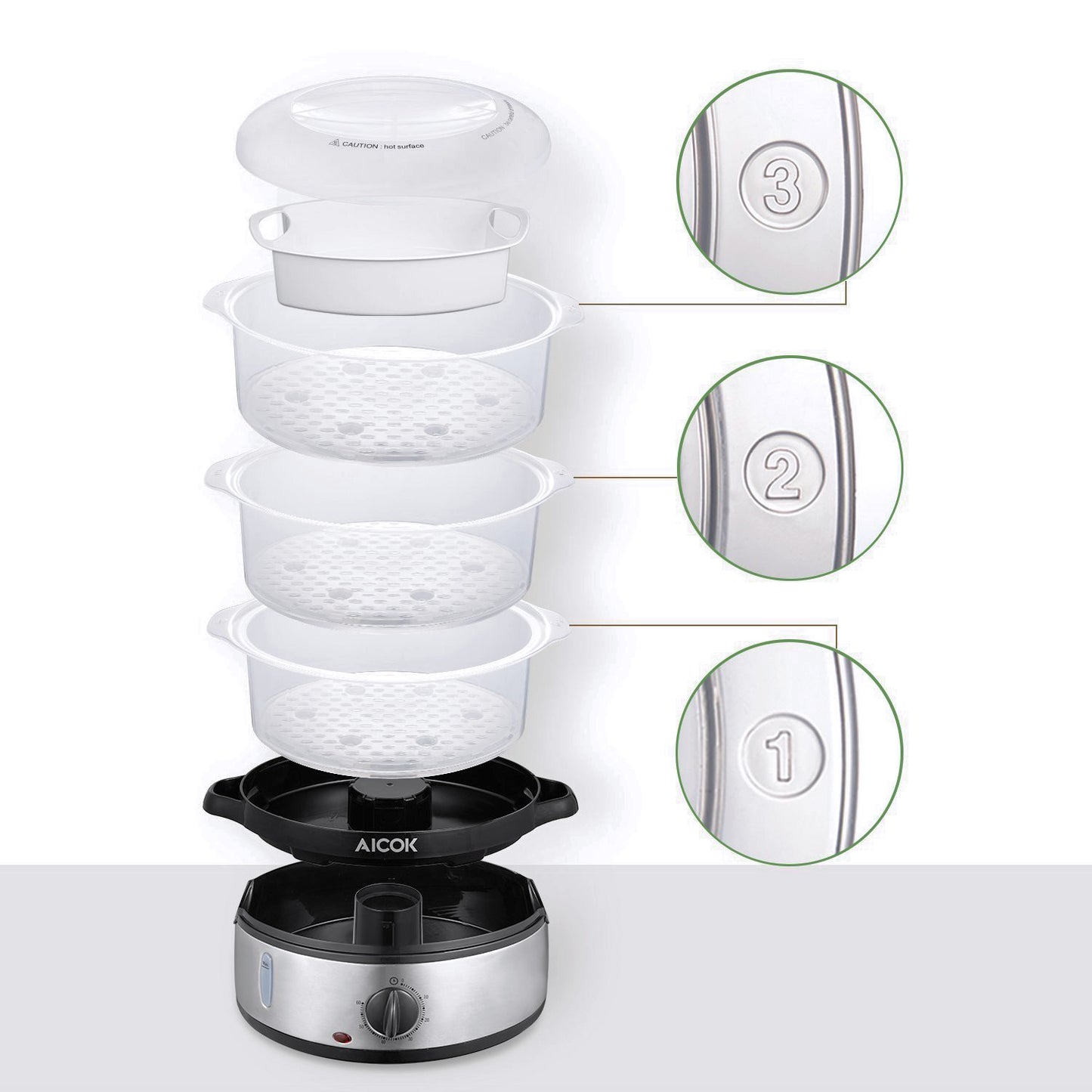 Vaporera Eléctrica Aicok 3 Niveles