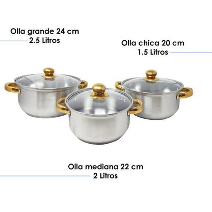 Batería de Cocina Ontario Acero Inox Compatible Inducción