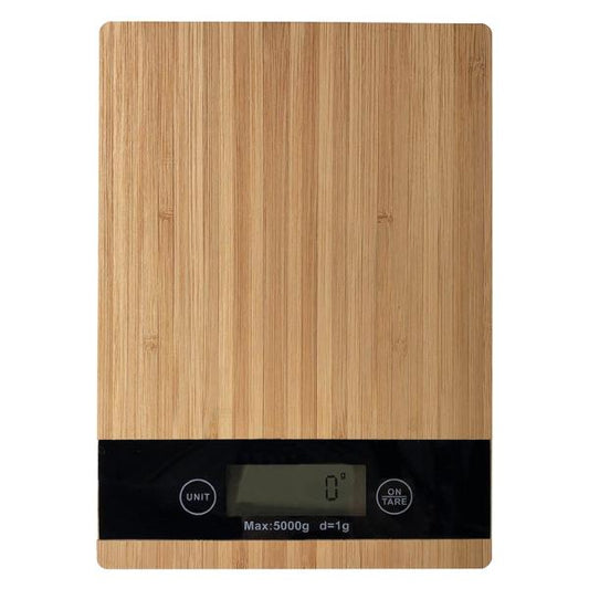 Bascula de Cocina Digital 5 Kg Bambu Rectangular