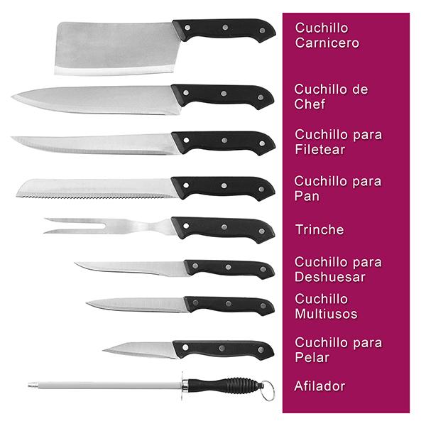 Juego De Cuchillos 10 Piezas Con ″Incluye Tabla″