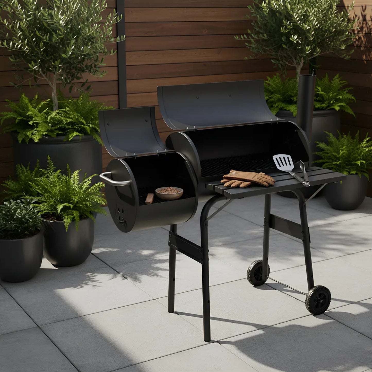 Asador con Ahumador Aquila Hierro 44 pulgadas Oakville Negro