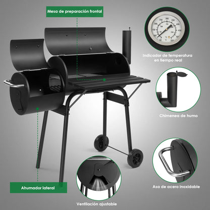 Asador con Ahumador Aquila Hierro 44 pulgadas Oakville Negro