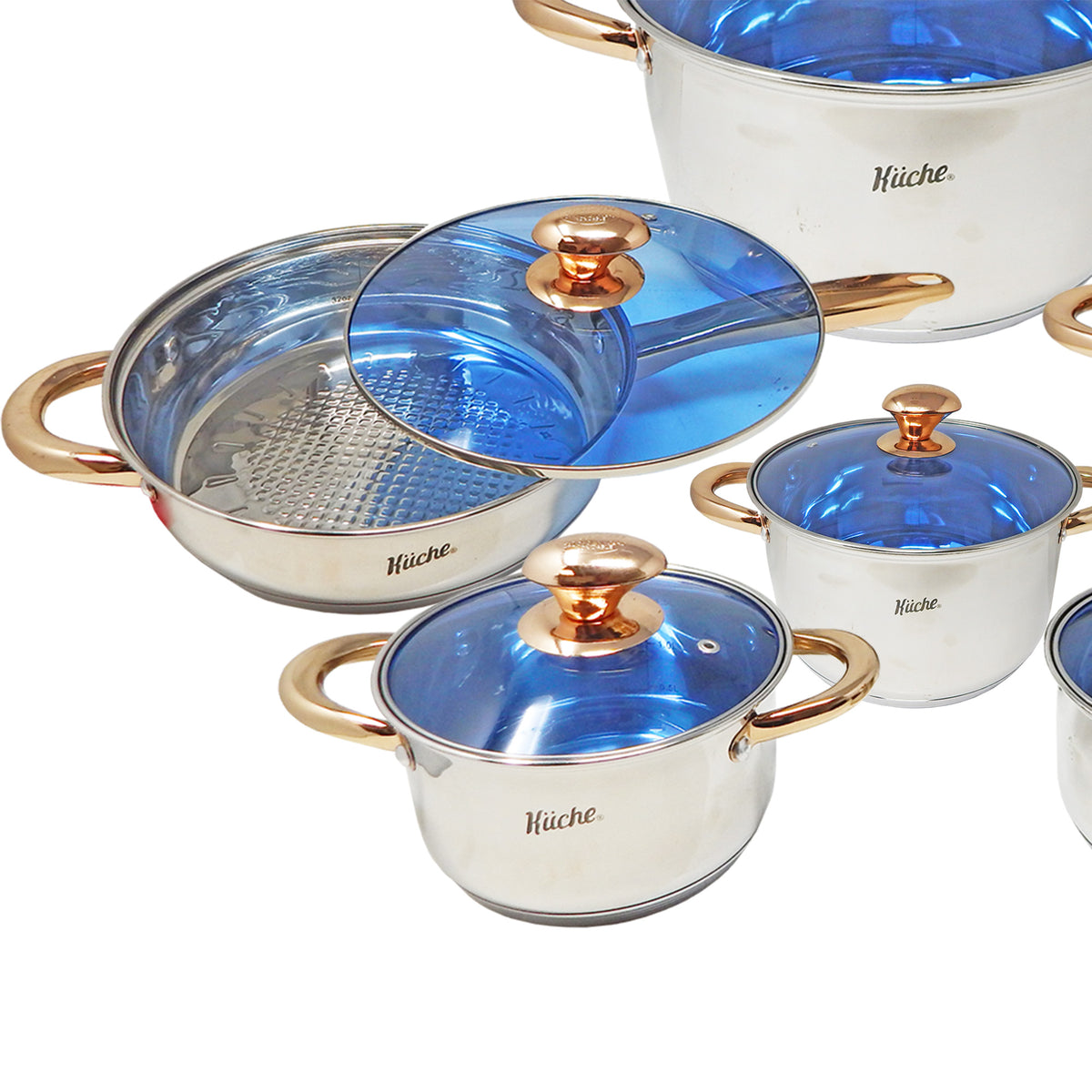 Batería De Cocina Nórdico 12 Piezas Acero Inoxidable - B1017