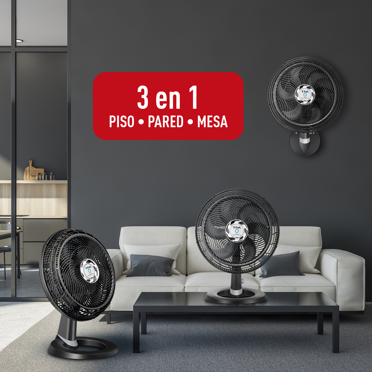 Ventilador de Piso/Pared Ultra silencioso color negro