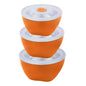 Juego de 3 Ensaladeras Acero Inoxidable con Tapa - Naranja