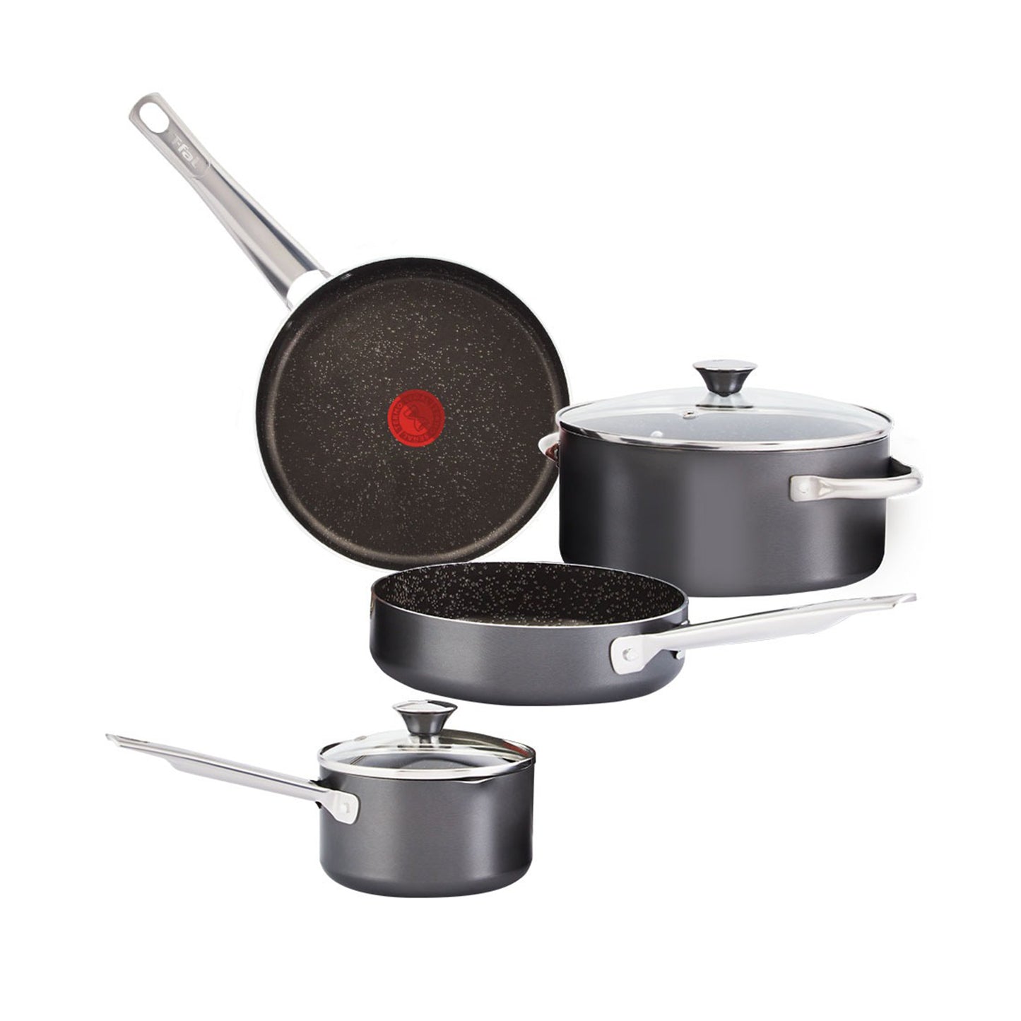 Batería De 6 Piezas T-Fal Talent Pro Color Gris