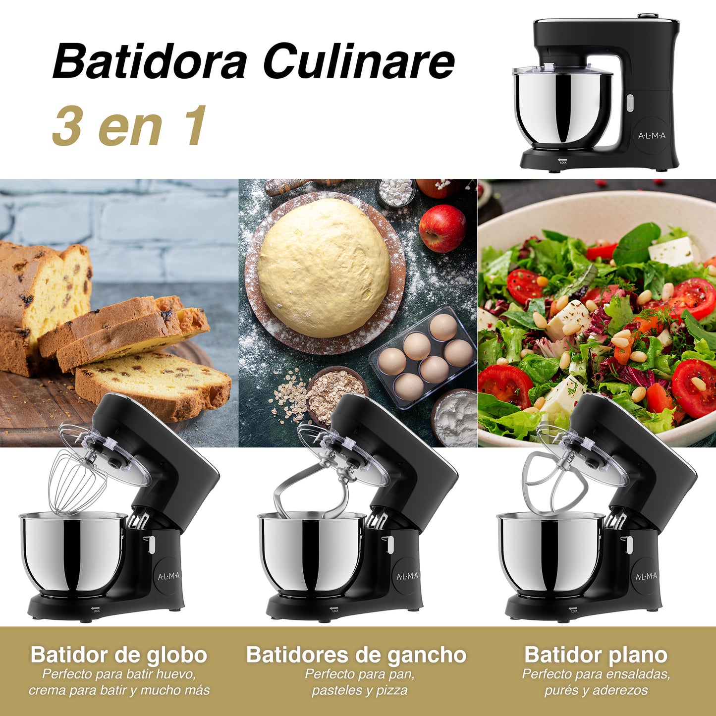 Batidora Profesional Pedestal 6.5L ALMA Culinare Touch 660W