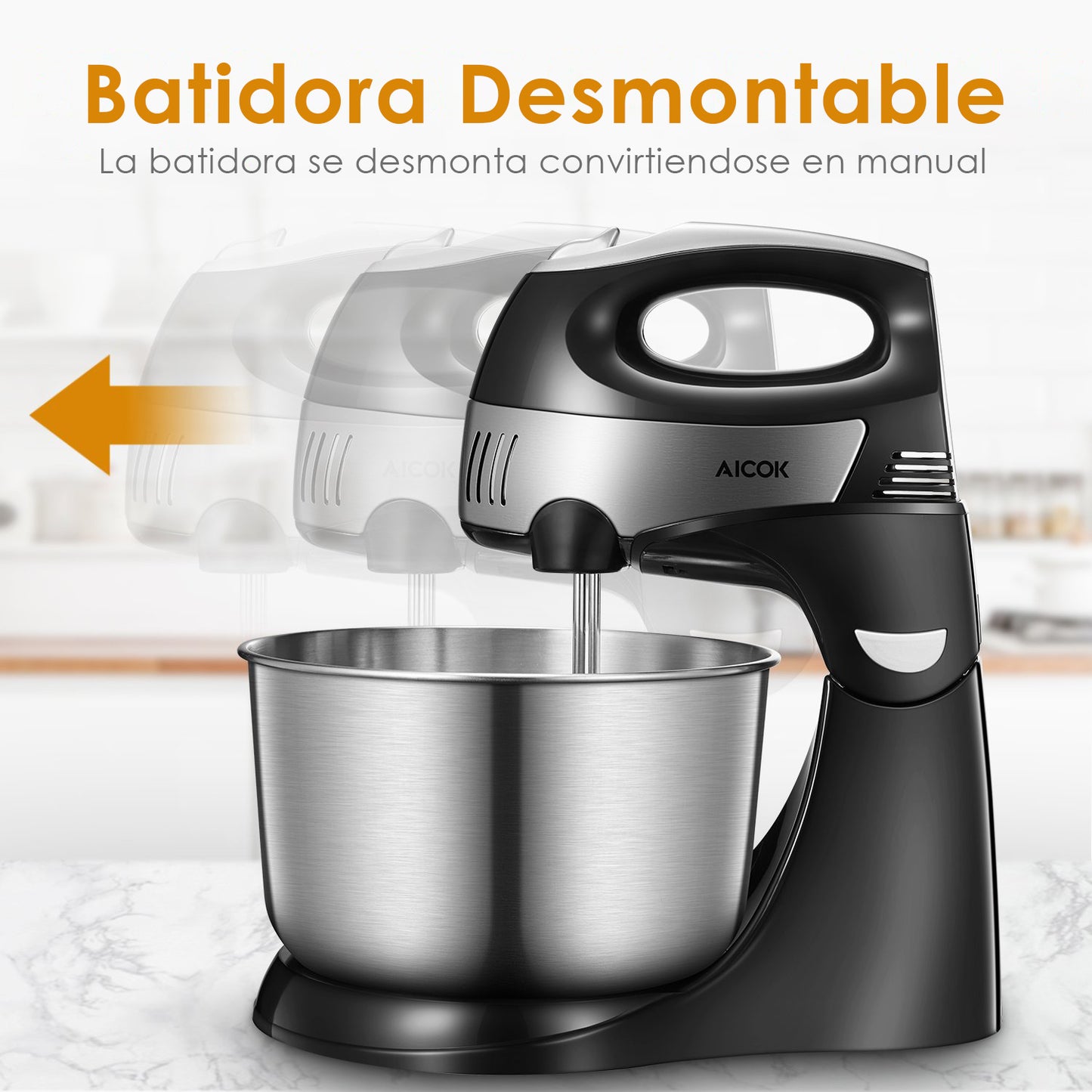 Batidora de Pedestal 2 en 1 Aicok 6 Velocidades HM925S