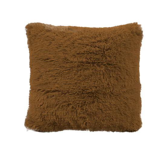 Cojín Decorativo de Pelo Largo Miel de 50 X 50 cm
