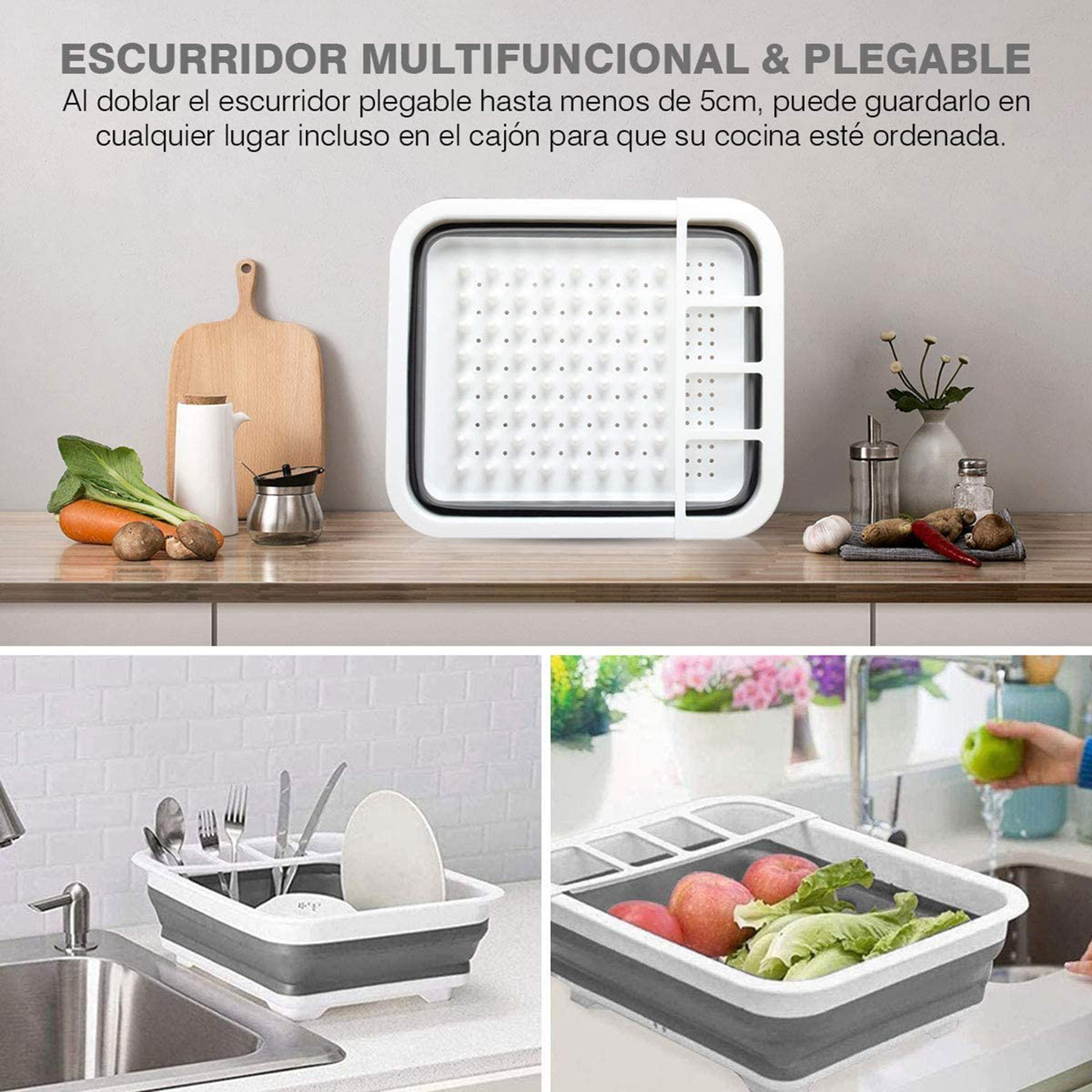 Escurridor Multifuncional Blanco/Gris