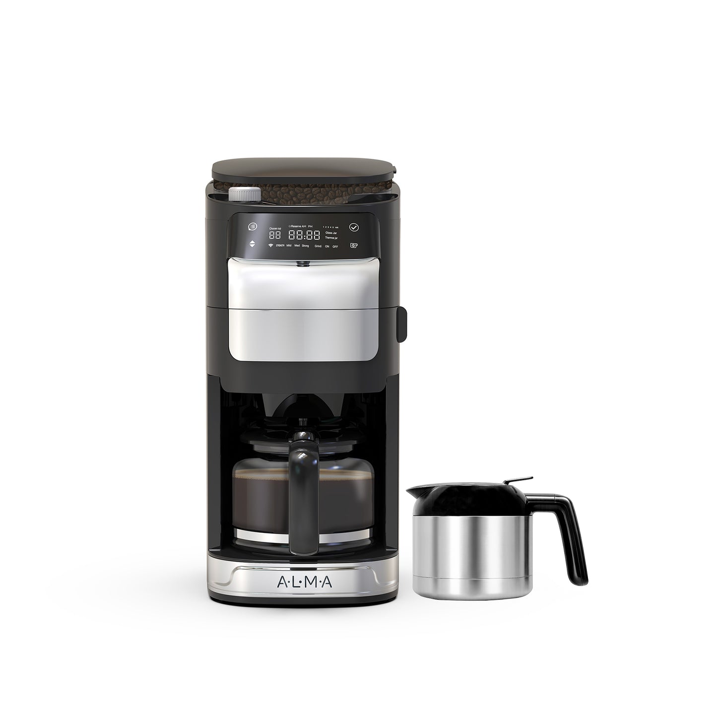 Cafetera con Molino ALMA Lusso Doble Jarra 1050W Programable
