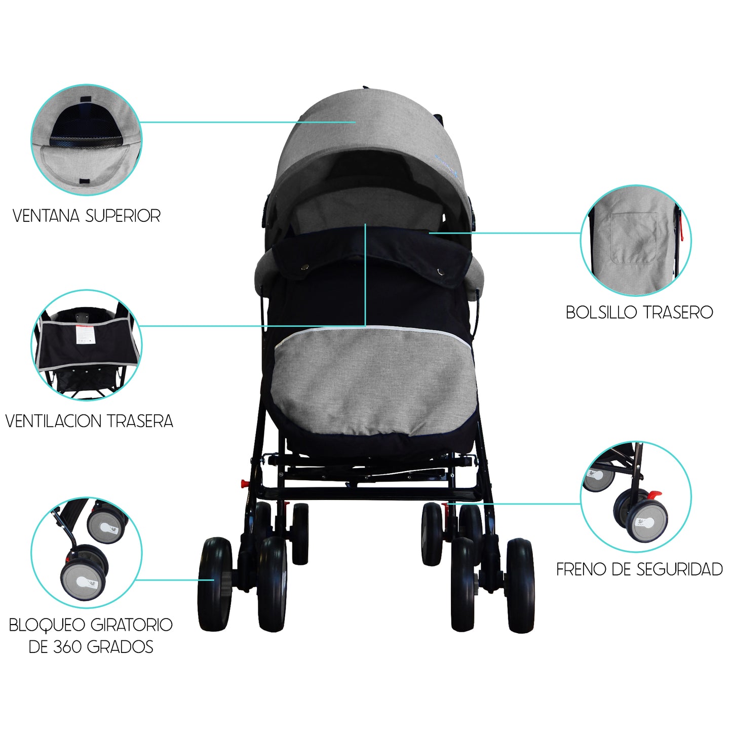Carriola Plegable con Cubre-pies Aquila hasta 15 Kg