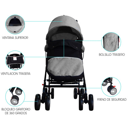 Carriola Plegable con Cubre-pies Aquila hasta 15 Kg