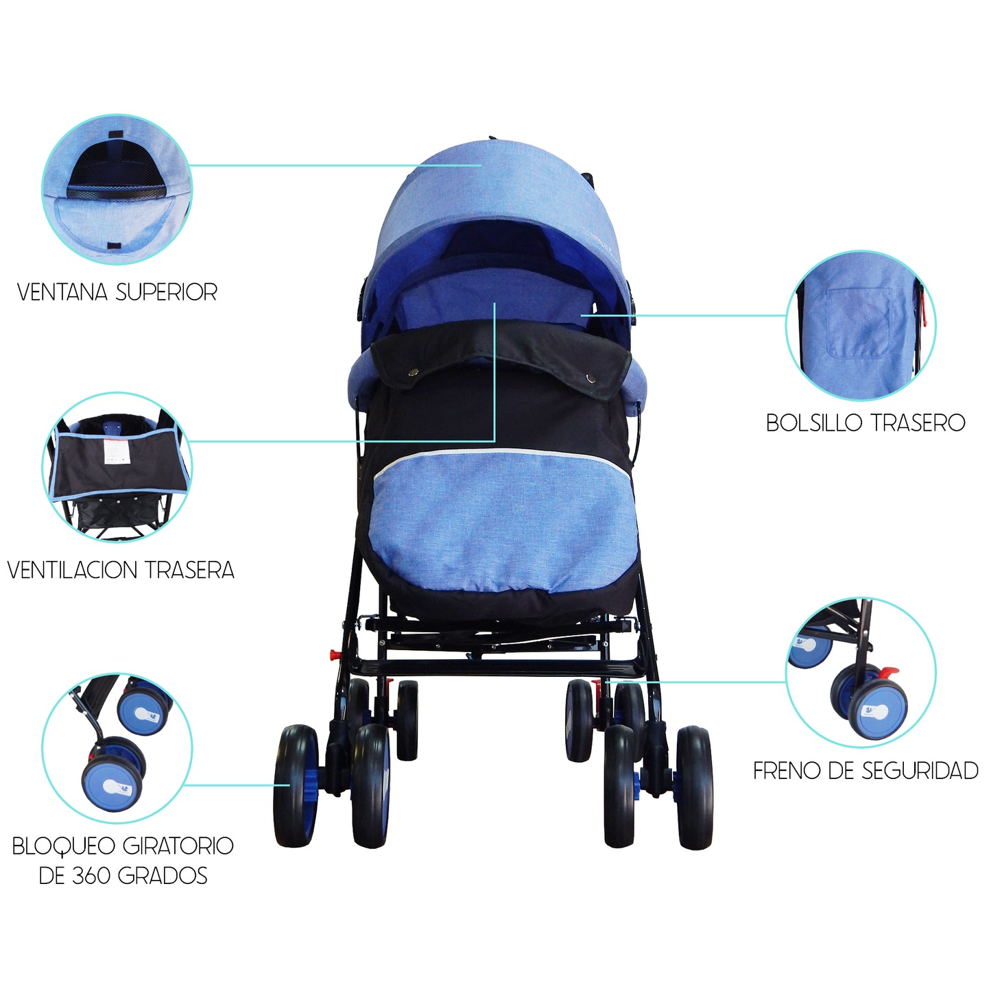 Carriola Plegable con Cubre-pies Aquila hasta 15 Kg