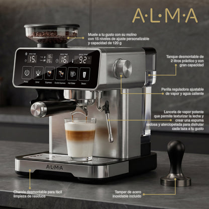Cafetera Profesional 20Bares ALMA con Molino de Café BRIATTO