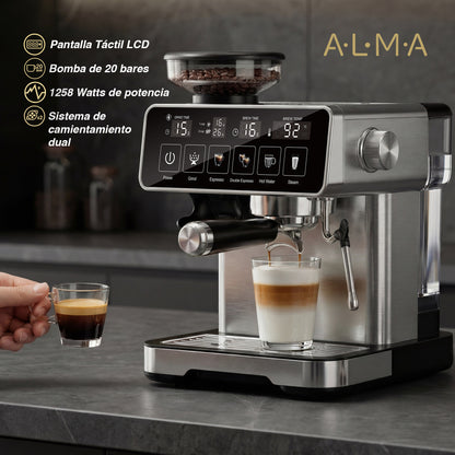 Cafetera Profesional 20Bares ALMA con Molino de Café BRIATTO