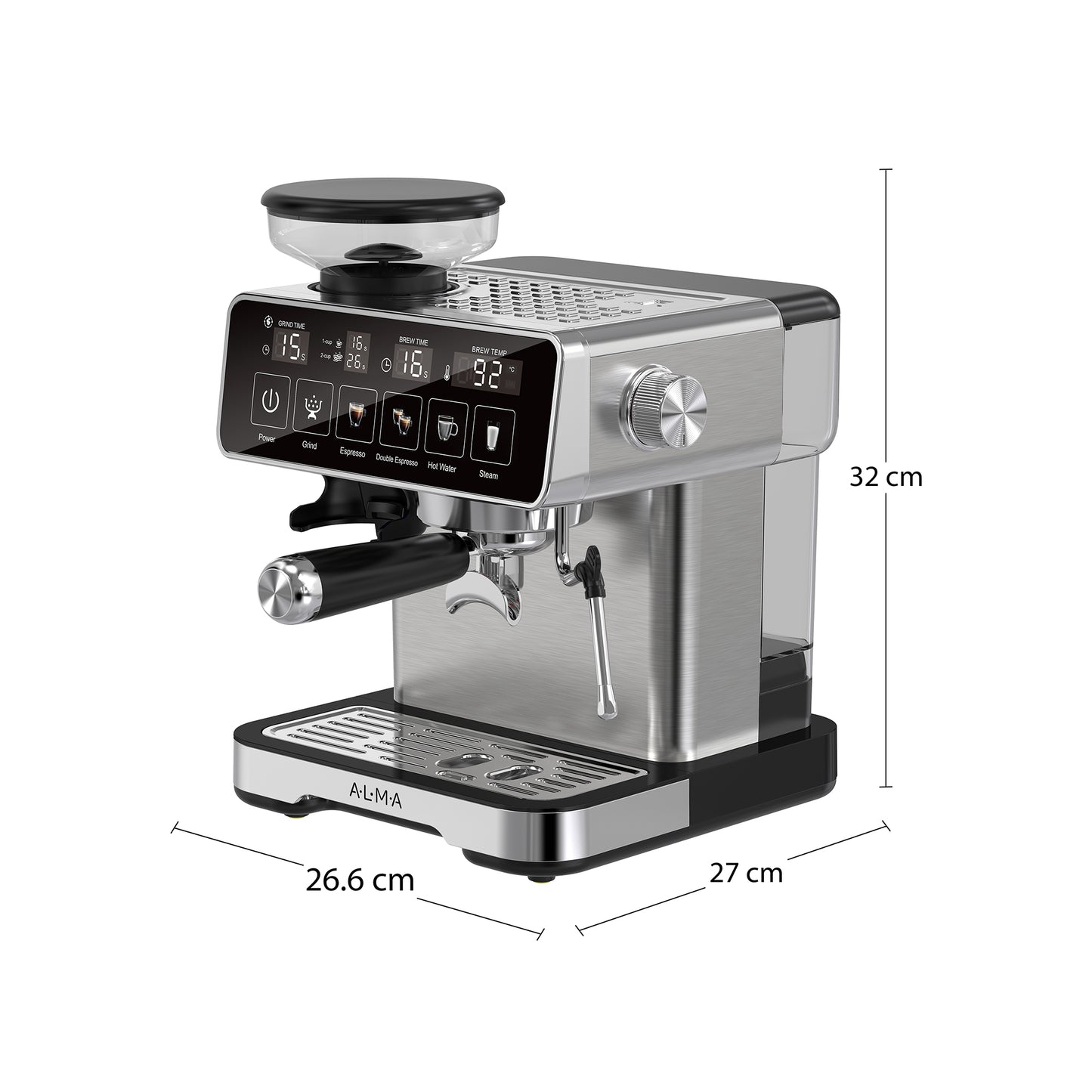 Cafetera Profesional 20Bares ALMA con Molino de Café BRIATTO