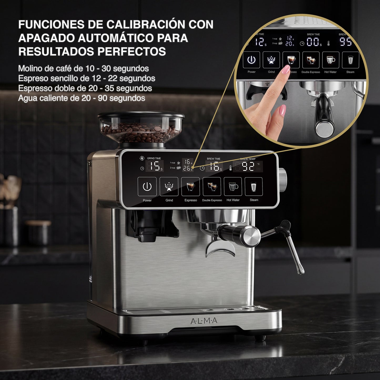 Cafetera Profesional 20Bares ALMA con Molino de Café BRIATTO
