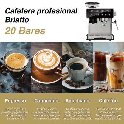 Cafetera Profesional 20Bares ALMA con Molino de Café BRIATTO
