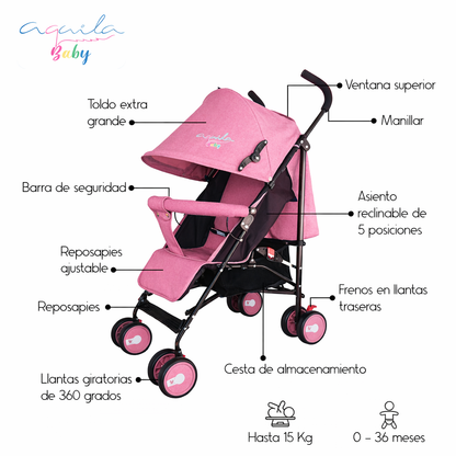 Carriola Plegable con Cubre-pies Aquila hasta 15 Kg