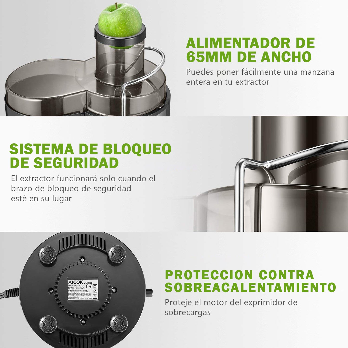 Extractor de Jugos Aicok 2 Velocidades 1.4 L