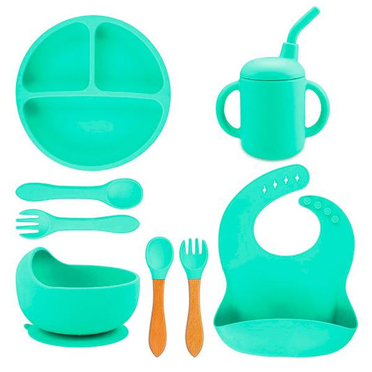 Juego de babero y accesorios de silicón Aquila baby