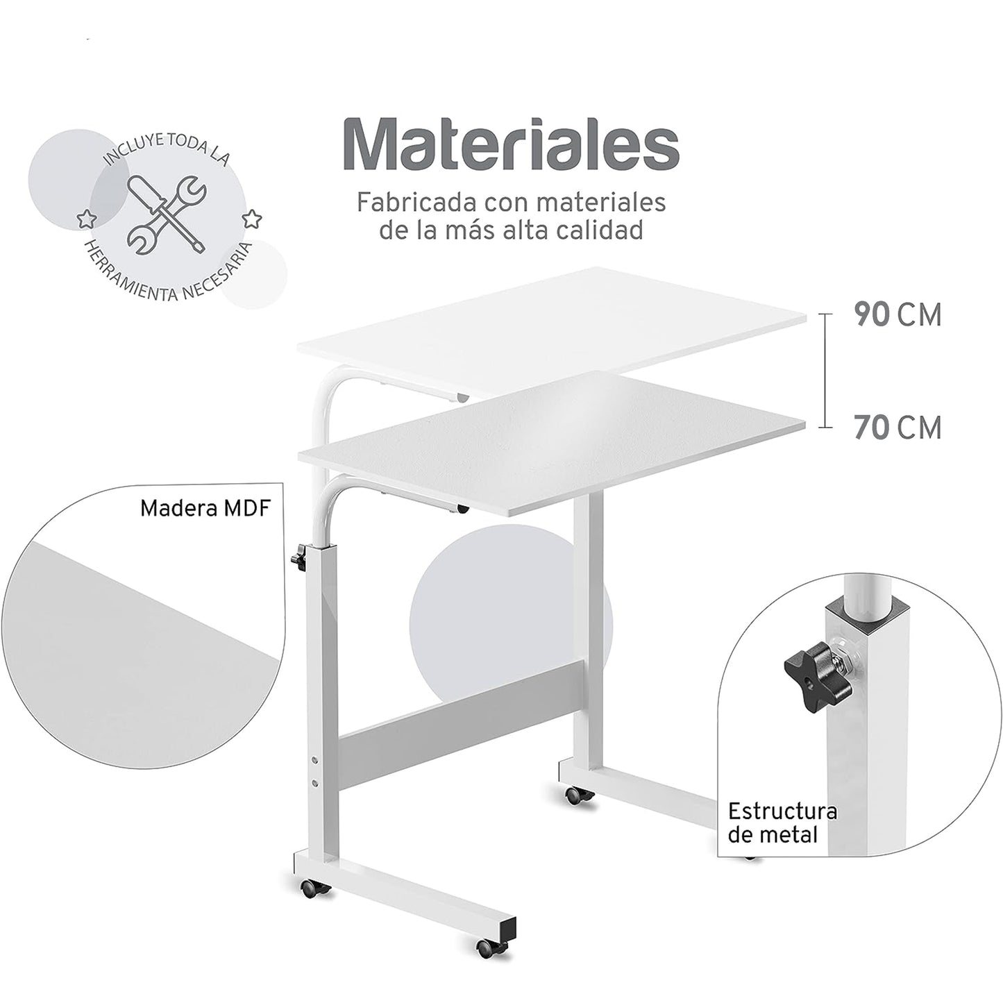 Escritorio Móvil de Altura Ajustable con Llantas Aquila