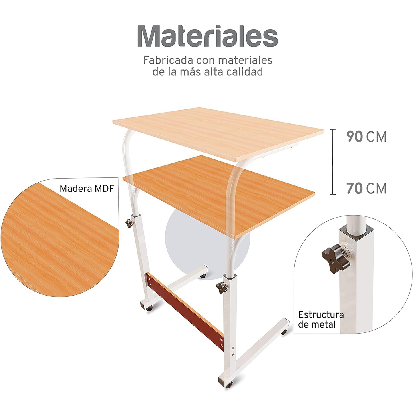 Escritorio Móvil de Altura Ajustable con Llantas Aquila