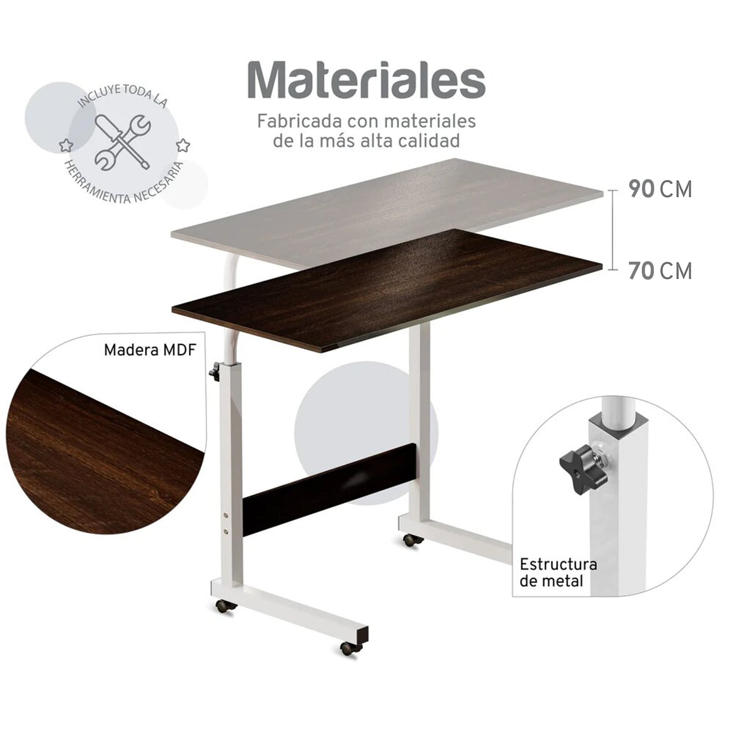 Escritorio Móvil de Altura Ajustable con Llantas Aquila