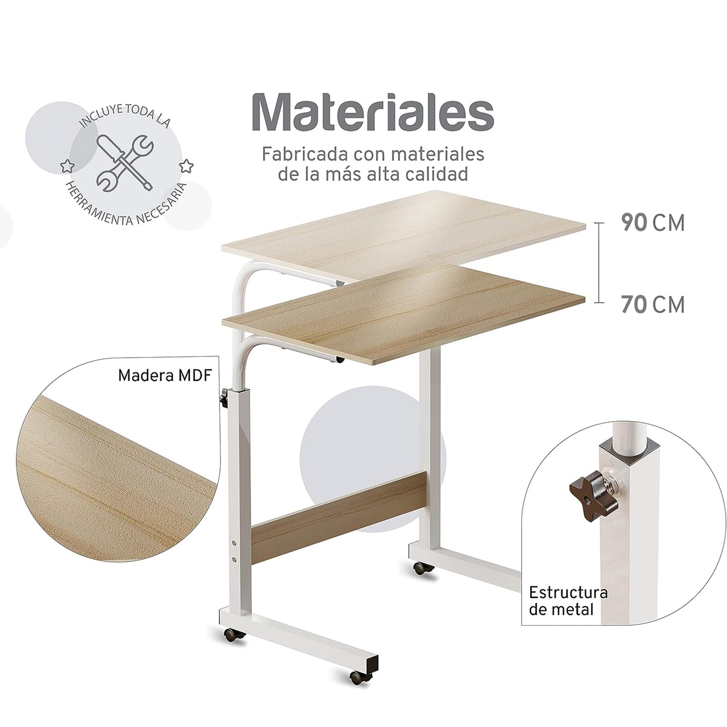 Escritorio Móvil de Altura Ajustable con Llantas Aquila