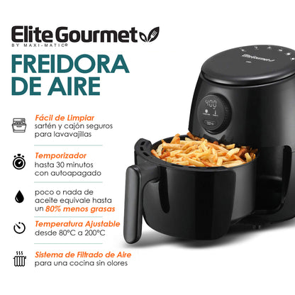 Freidora de Aire Caliente Elite 2QT Black Digital